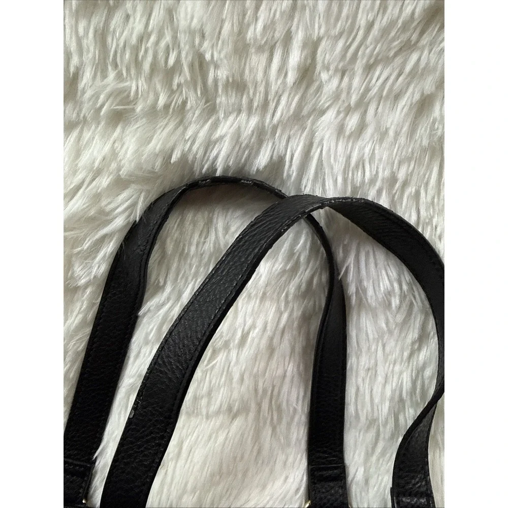 Juicy Couture Style‎ Black Faux Leather Tote Large Gold Zipper Shoulder Bag